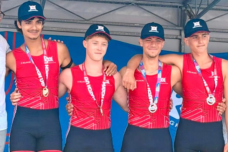Sebastian Lee, left, and his GB U16 quadruple scull beat France