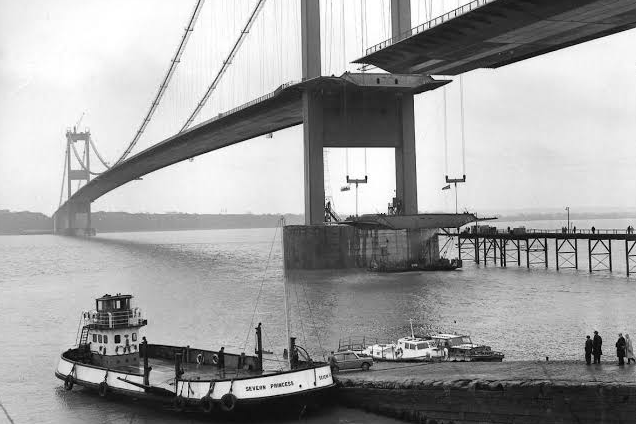 The Severn Princess pictured in 1966, with the nearly completed Severn Bridge in the background.