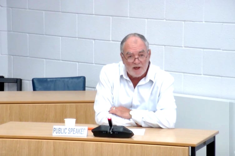 Chair of Highnam Parish Council Cllr Charlie Coats addressing the planning committee.