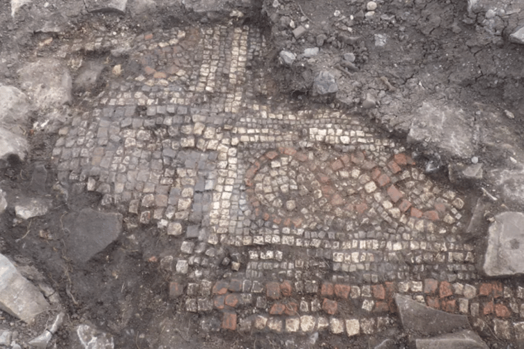 The ‘elite’ mosaic floor uncovered at the site of a Roman villa in Newnham, believed to be the first of its kind discovered in the Forest of Dean. Picture: AC Archaeology and Heritage.