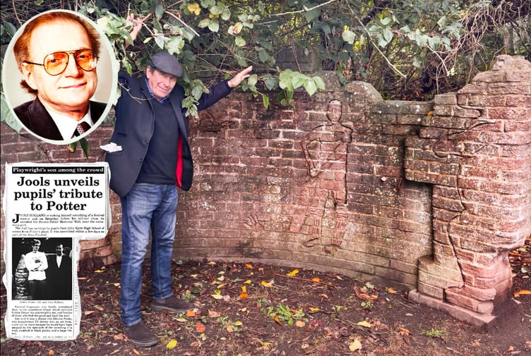 Jools Holland makes a pilgrimage to the Dennis Potter wall in Ross,
