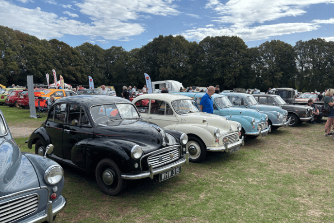 A colourful line-up of Morris Minors was among the classic vehicles on display at the Newent Car and Classic on Sunday.