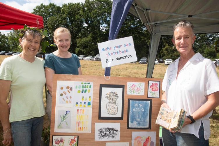 Rosalind Joynson, Helen Kear and Lisa Longmore of the village hall art group.