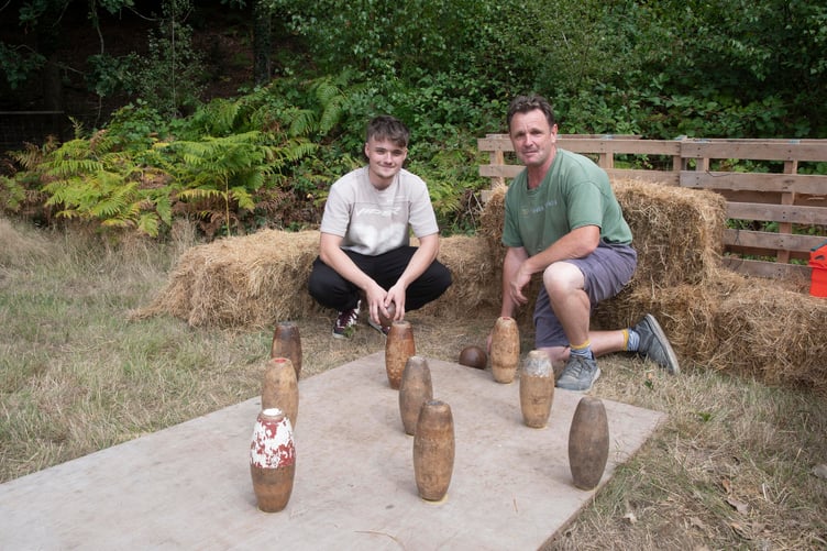 Jack and Darren Jones with the popular skittles game.