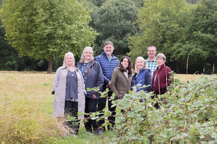 Diane Hill, Nicola Hillary, David Owen, Rachel Lenane, Sarah Danson, Alastair Chapman and Sophia Price at the launch of a £1 million initiative to help communities protect green spaces across Gloucestershire.