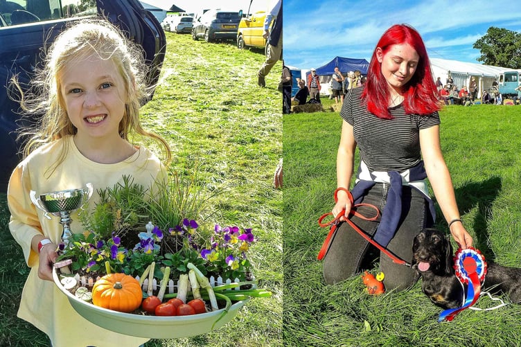 Left: Theodora Tyler from Raglan and, right, Cloe Morgan from Usk with her Champion Dog, Tyson