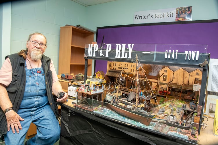 Paul Davis with a model of a line at Minehead that was planned but never built.