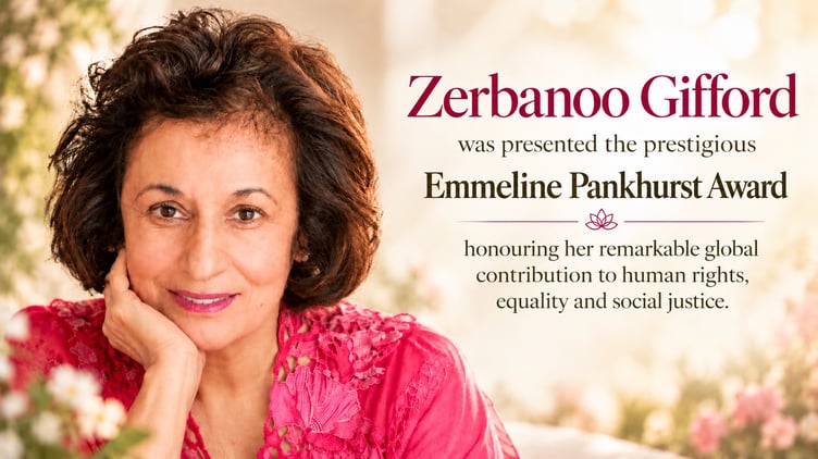 Zerbanoo Gifford was presented with the Emmeline Pankhurst award for her contribution to human rights and equality.