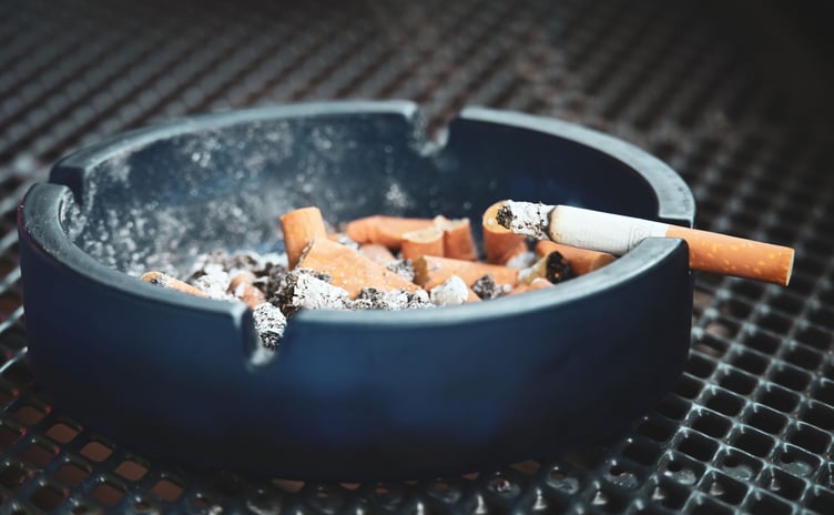 Cigarette in ashtray