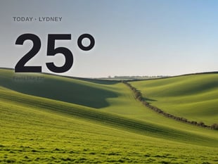 Lydney: sunny day, high of 25°C
