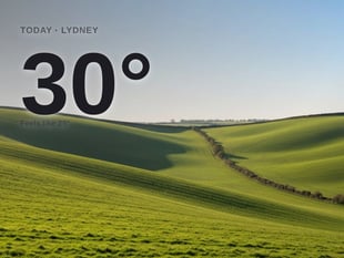 Lydney: sunny day, high of 30°C
